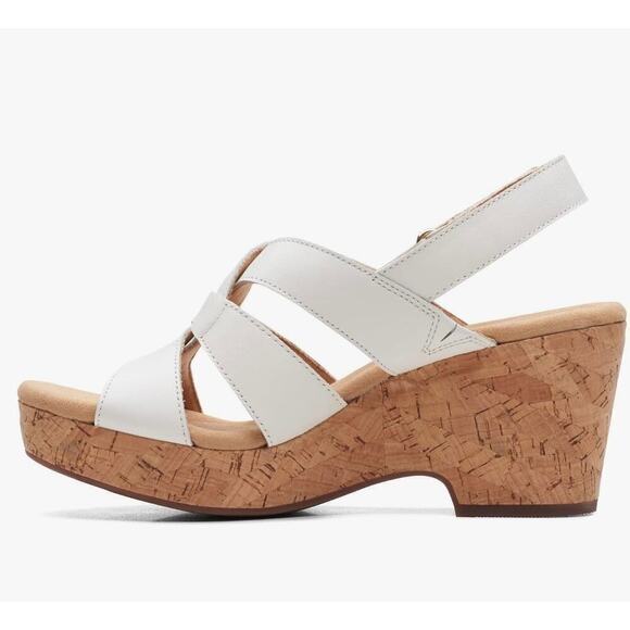 Clarks Women White Giselle Beach Wedge Sandal, Size 11 - Picture 3 of 11